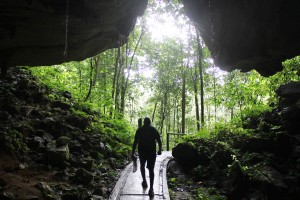 Charles walking out of Mulu Caves, Sarawak, Malaysia